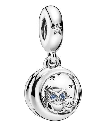 CHARMS do bransoletki Pandora BEADS KORALIK niebieska sowa s925