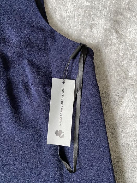 Piękna nowa sukienka Karl Lagerfeld XL granat koronka