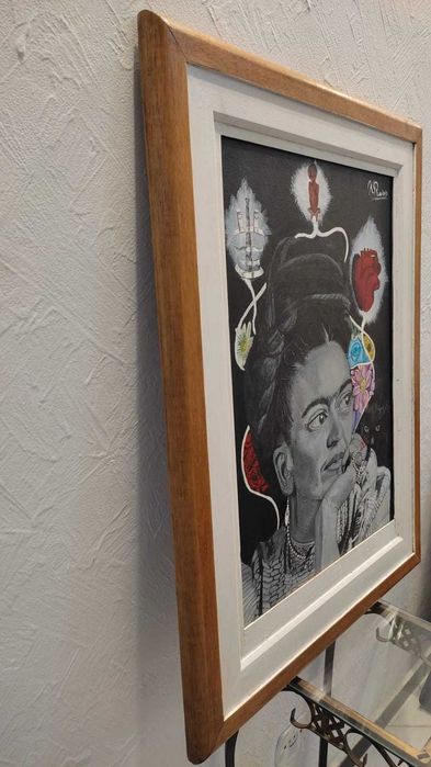 QUADRO PINTURA RETRATO FRIDA KAHLO REALISTA