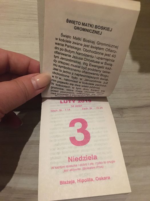 Kalendarz kartkowy nowy 2019