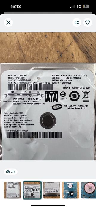 Disco Rigido Sata Fujitsu MHY2160BH 160GB