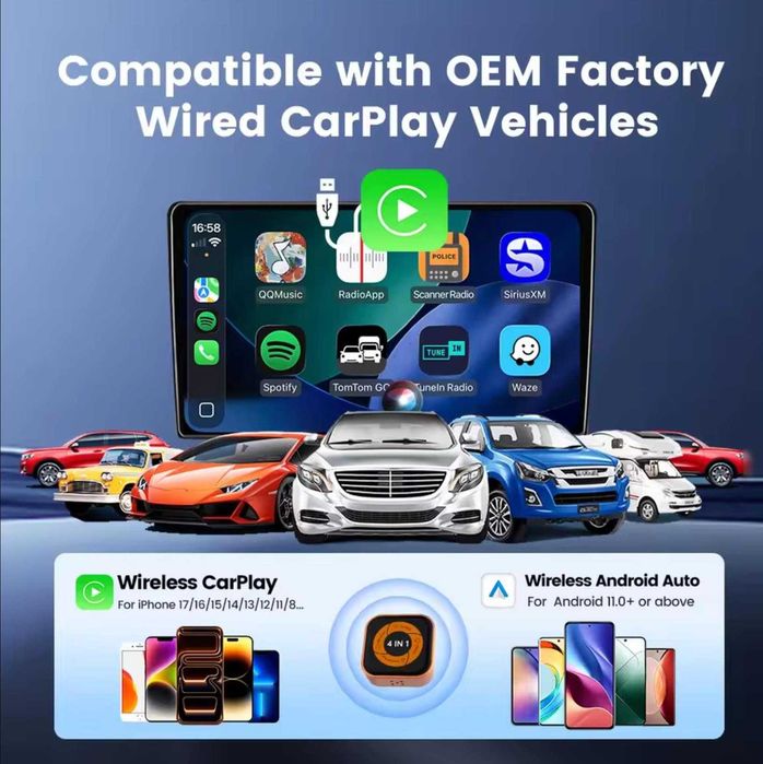 Carlinkit Mini Ultra 6 - Адаптер беспроводного CarPlay / Android / Mirror