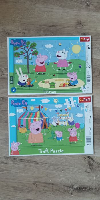 2x 15 elementów, puzzle w ramce, swinka peppa