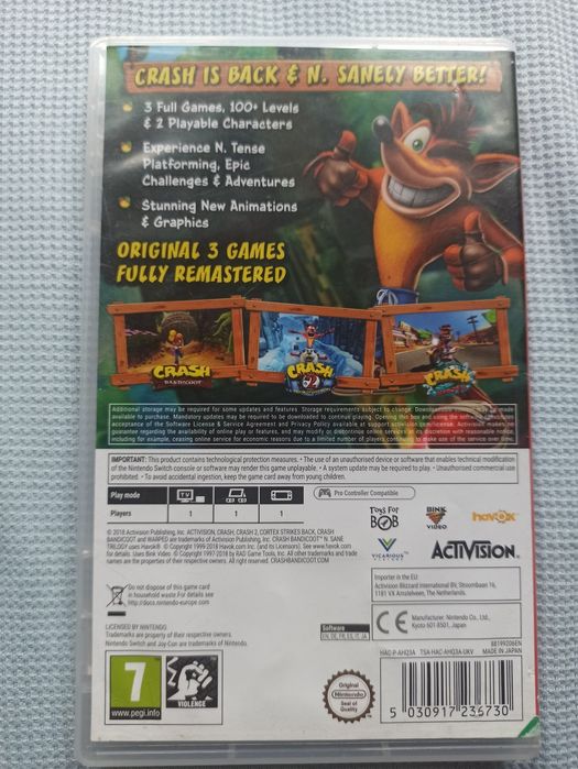 Crash bandicoot trylogy na Nintendo switch 1 i 2