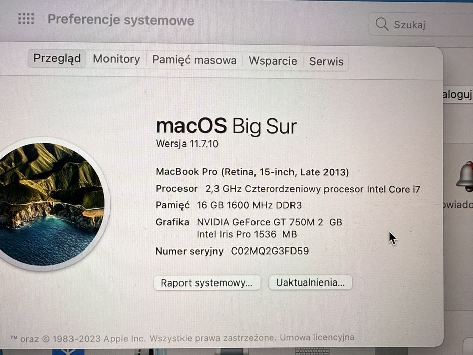 Macbook 15 cali i7 16GB nvidia geforce 2gb