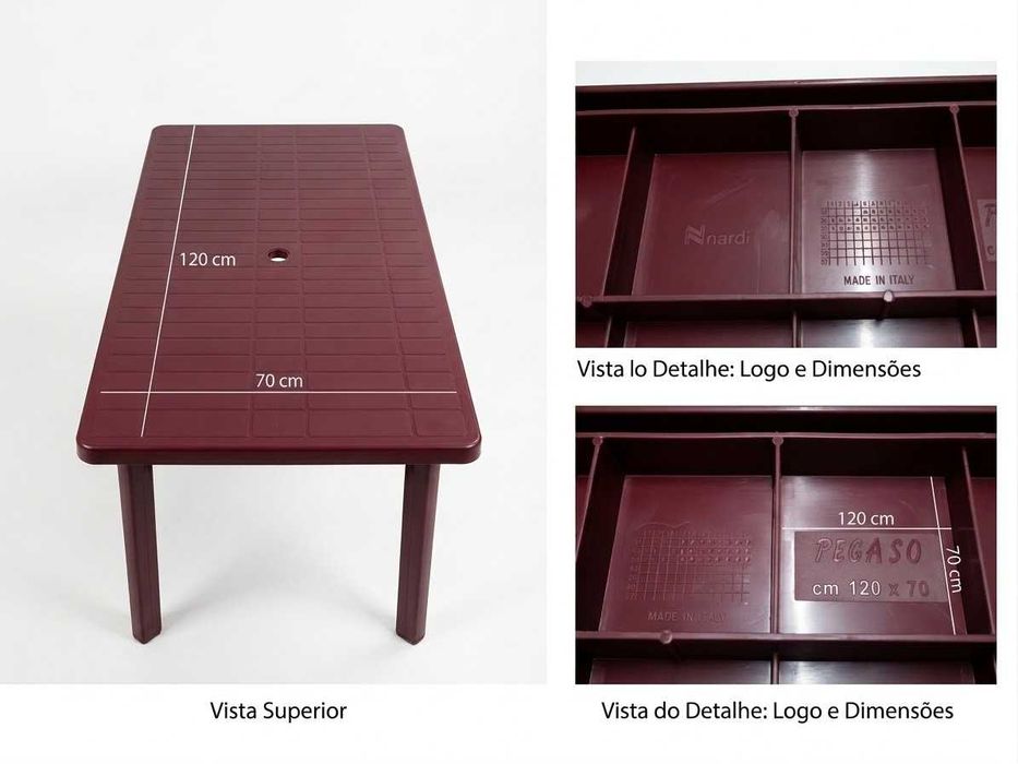 Mesa Nardi Pegaso 120x70 Bordeaux