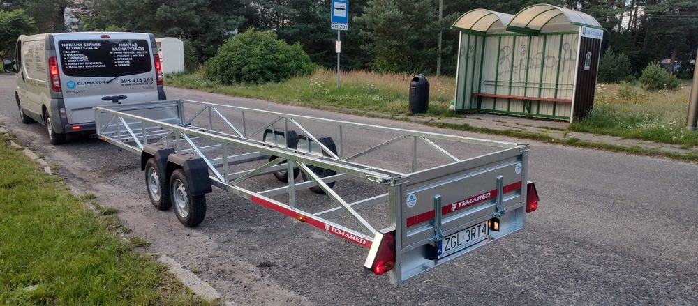 Wynajem przyczepki 6m długa 750kg dmc dłużyca