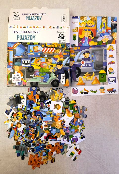 Puzzle obserwacyjne Pojazdy 104 elem._Kapitan Nauka