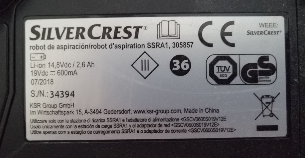 Aspirador robot Silvercrest SSRA1
