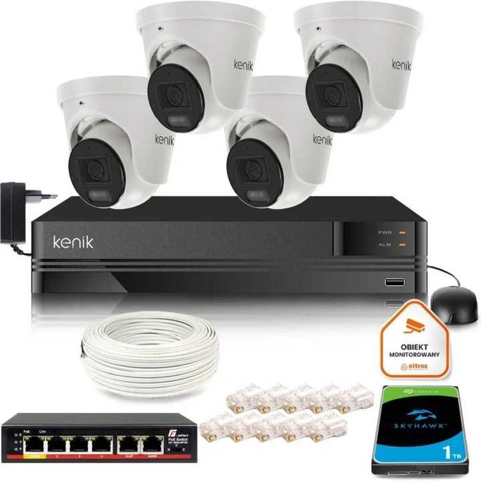 Zestaw monitoringu IP Kenik 4 kamery FullHD