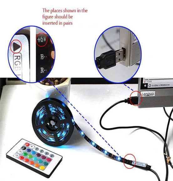 Fita Led USB controlo comando e musica