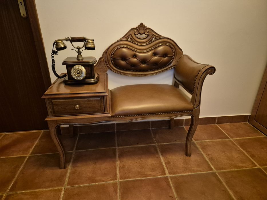 Móvel antigo, cadeira em couro