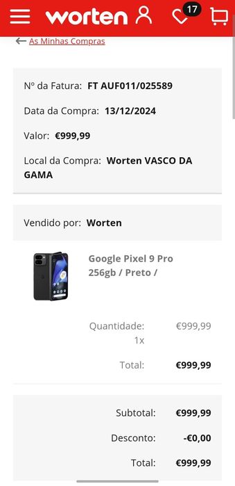 Google Pixel 9 Pro 256GB como novo - com garantia, fatura de compra, caixa original e duas capas