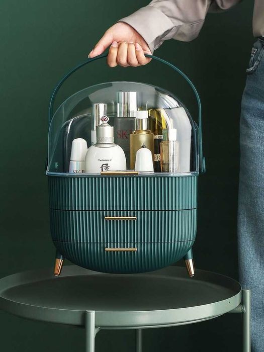 Kuferek na kosmetyki organizer damski akryl zielony