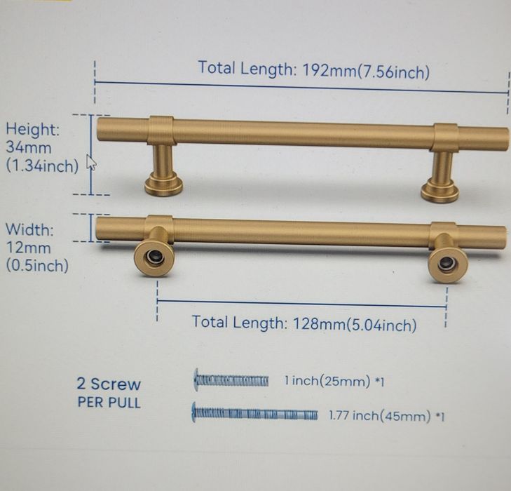 Uchwyt do szafek mosiężne