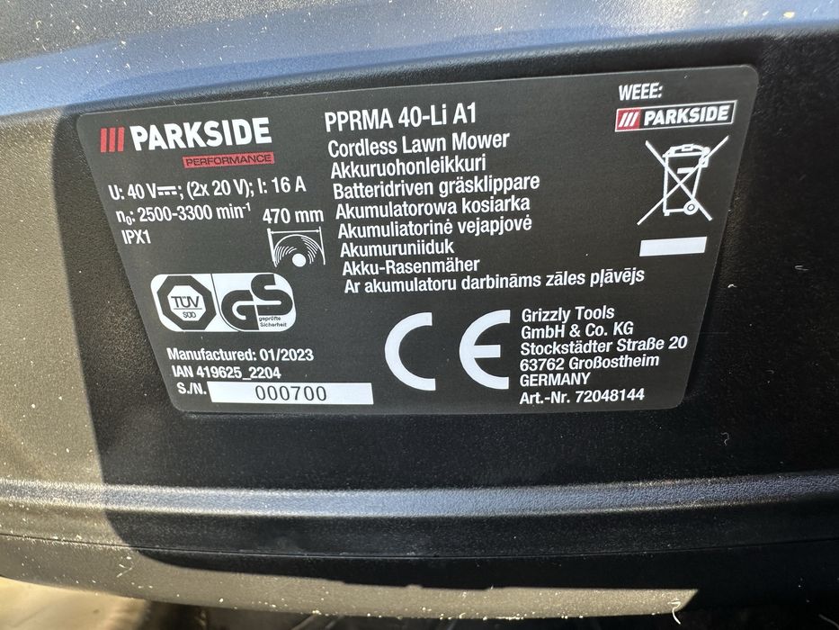 Kosiarka akumulatorowa z napędem 40 V, Parkside Performance