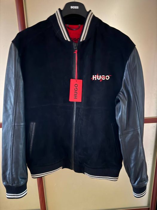 Бомбер Hugo boss кожаная куртка , замша