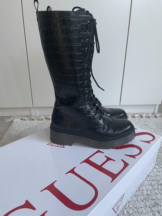 Botki czarne Guess skóra naturalna