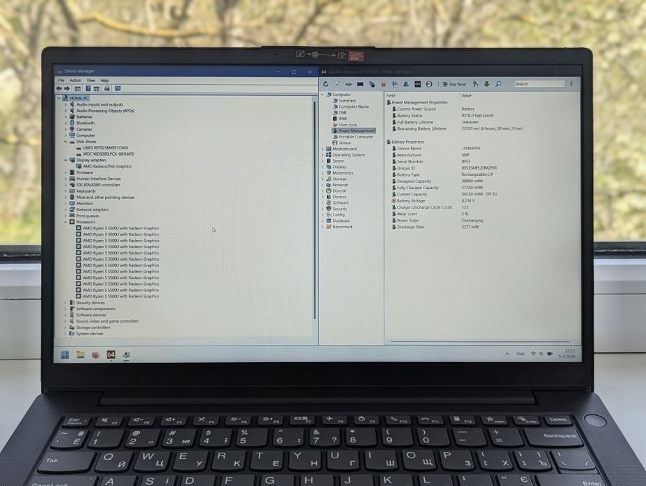 Lenovo V14! Ryzen 5 5500 / 8DDR4 / NVME+HDD / 6H Batt
