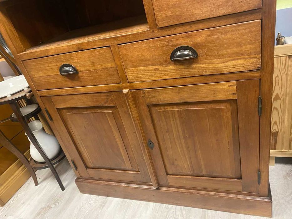 Witryna drewniana tekowa lite drewno kolonialna na wino FV DOWÓZ