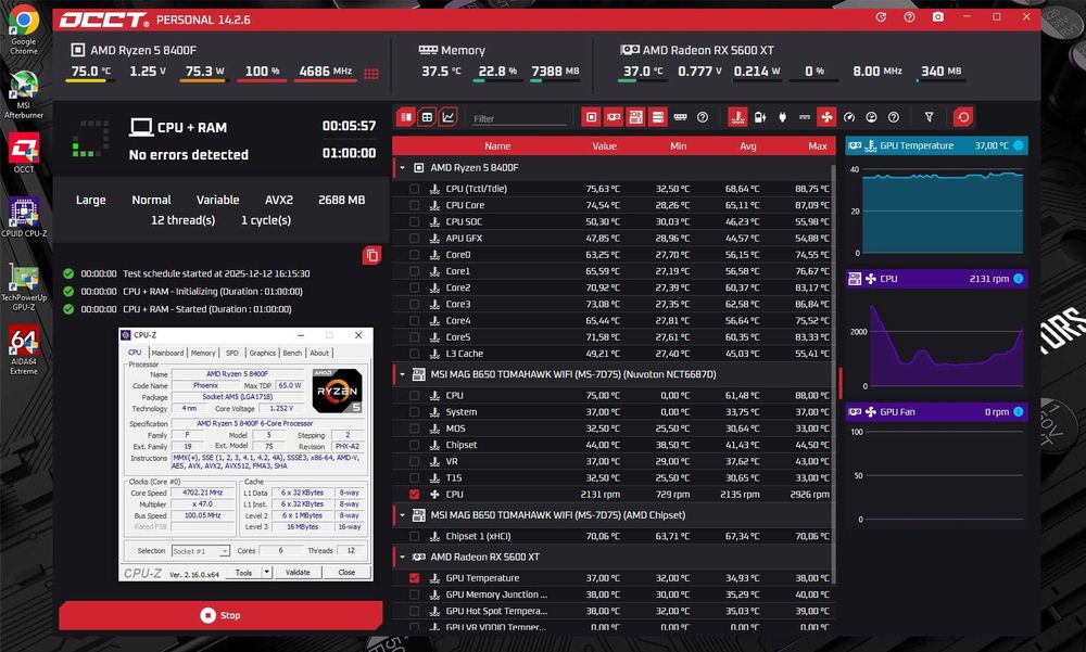 Ryzen 5 8400F+  B650 MAG MSI+ 32Gb DDR5 5500MHz комплект AM5