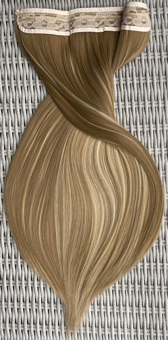 Premium Ultra włosy doczepiane, blond pasemka / balejaż, flip in 547.