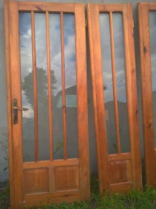 DRZWI Tarasowe 70x200 Natural 100% SOSNA Lakier Okucia Oszklone Klucze