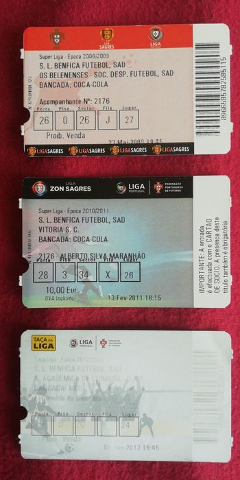 Bilhetes SLB futebol