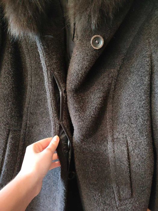 Płaszcz brązowy, rozmiar M, mieszanka wełny alpaka i mohair