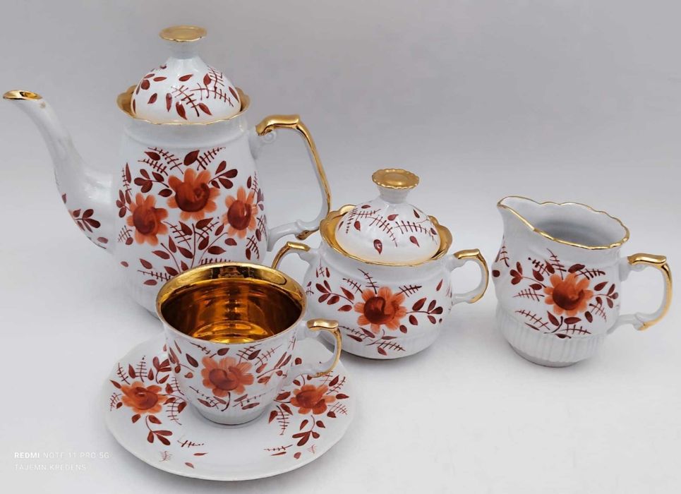 Serwis kawowy Macedonia Włocławek ręcznie malowany Borucki