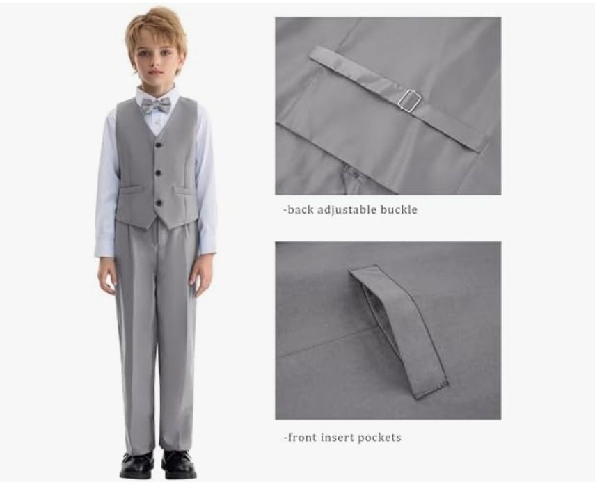 LOLANTA 5-częściowy smoking chłopięcy szary garnitur chłopięcy, garnit