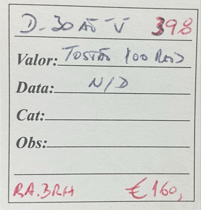 Moeda 398 - Tostao 100 Reis D JOAO V