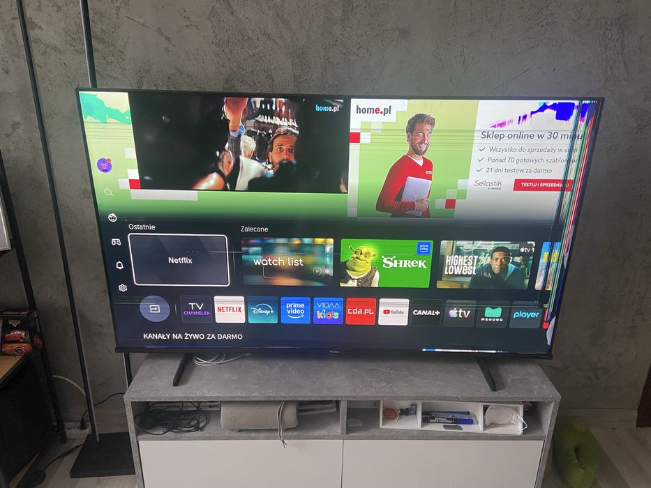 Telewizor Hisense QLEDE7 , 58 cali uszkodzony