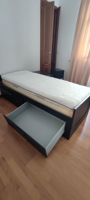 Cama indiv/dupla c/2 gav 2colchoes, branco BRIMNES