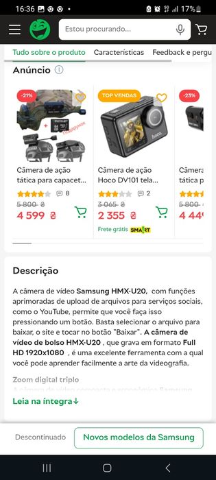 Câmara fotográfica vidio HD 1920x1080 Sa6