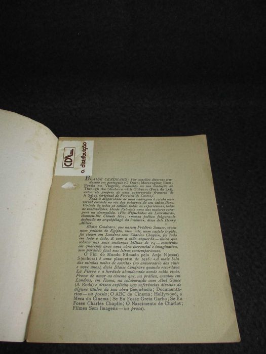 Livro O Fim do Mundo Filmado pelo Anjo Blaise Cendrars &etc
