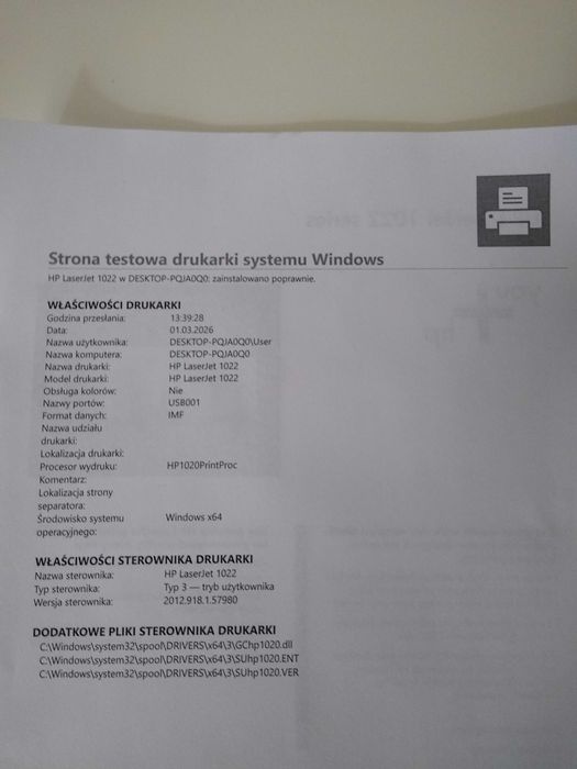 Drukarka laserowa HP 1022