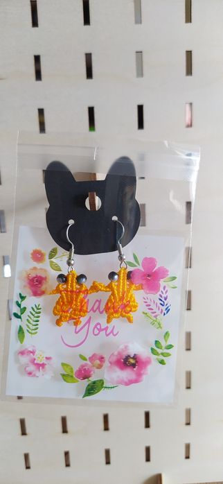 Kolczyki handmade żabki kolor żółty robione ręcznie