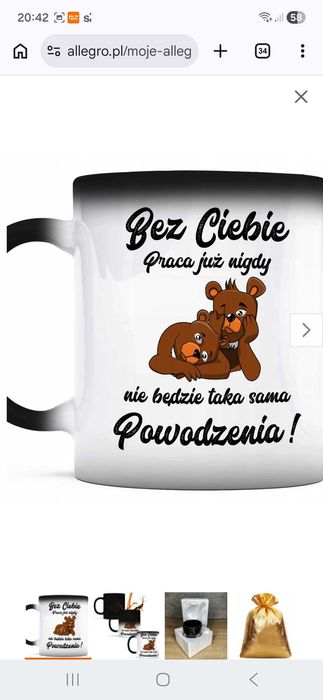 Kubek magiczny BEZ CIEBIE PRACA nie będzie taka sama
