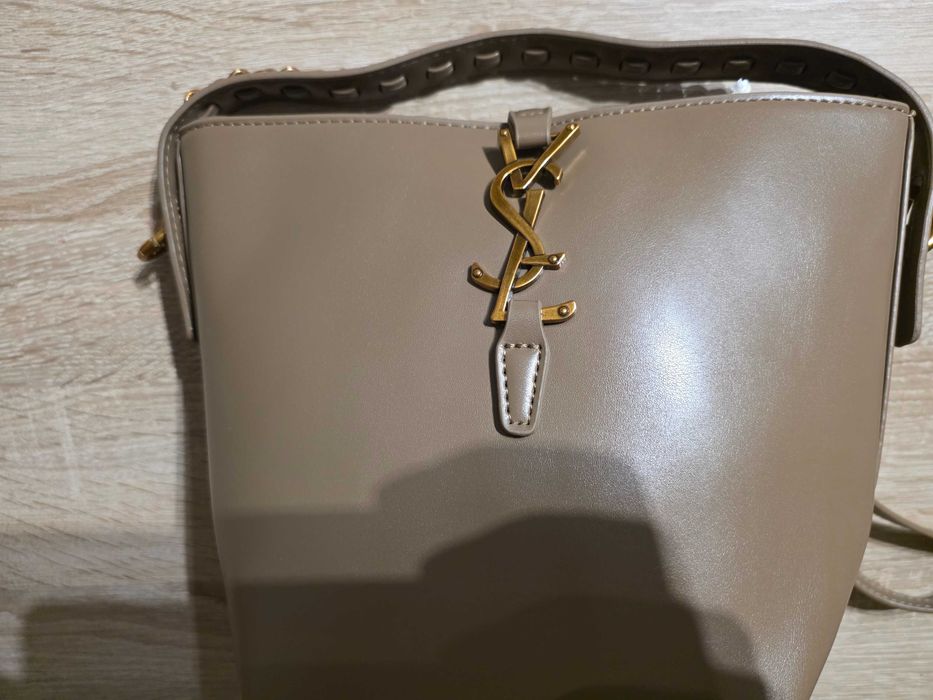 Torebka damska duża, A'la YSL, Yves Saint Laurent, kremowa, głęboka