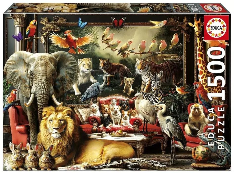 Puzzle 1500 elementów. Zwierzęta w salonie. Educa. Nowy Produkt