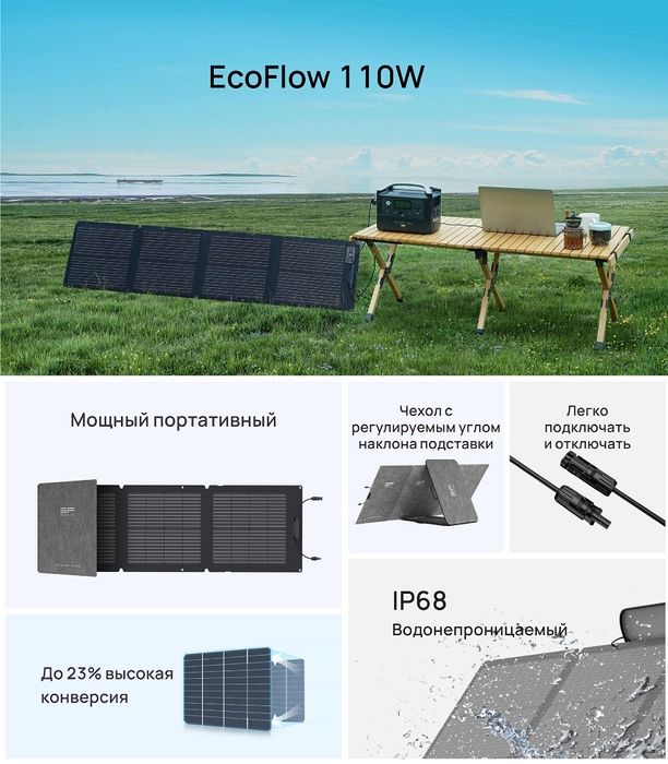 Нова сонячна панель EcoFlow 110W Solar Panel портативна - розкладна