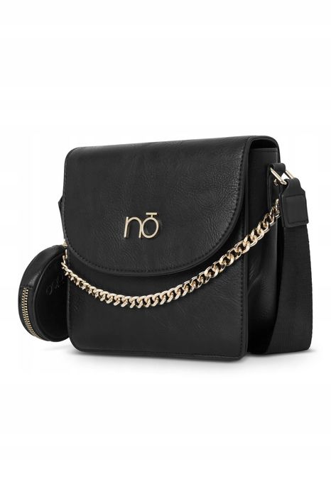 torebka damska nobo listonoszka czarna na złotym łańcuszku