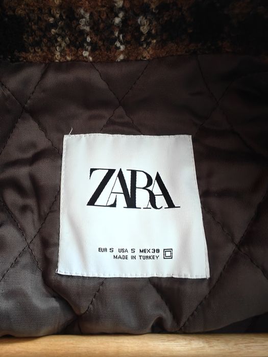Płaszcz Zara wełniany S M krata viral hit