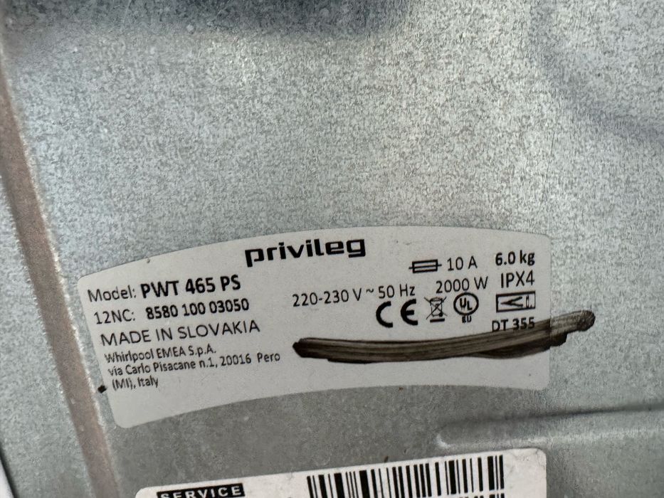 Pralka Privileg model Pwt465 ps A++ 6 kg 1200 obr