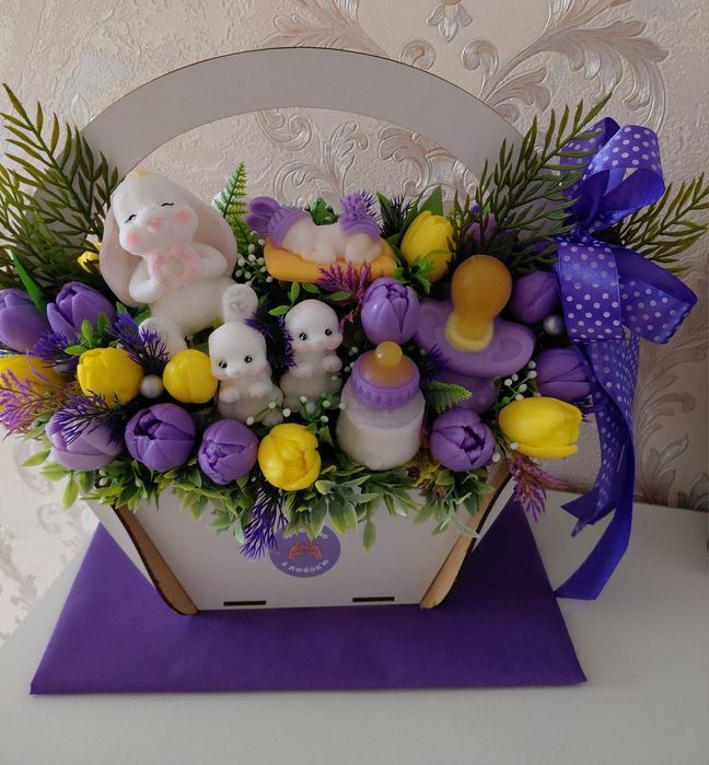 Мыльные  букеты, мыло ручной работы.