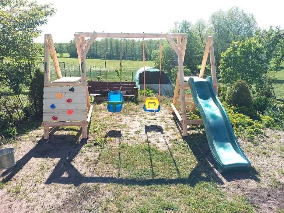 Plac zabaw dla dzieci TYMEK ślizg 2x huśtawka wspinaczka solidny trwały