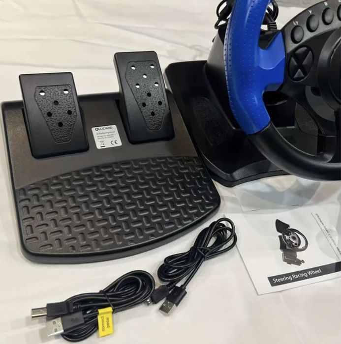 Ігровий руль QEOME + педалі гальма. Реалістичний симулятор