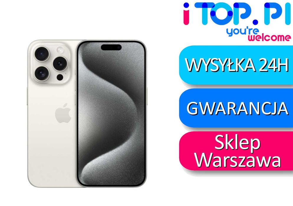 iPhone 15 Pro 128gb Biały eSIM Klasa A+ BATERIA 100% Sklep iTop