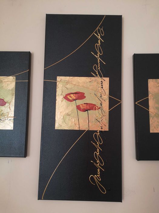 Obraz tryptyk ręcznie malowany MAKI JEZIERSKI na płótnie